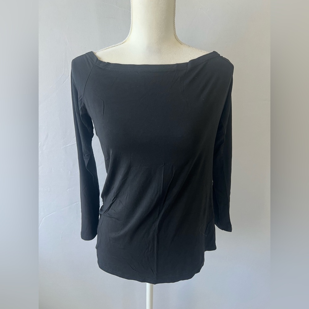 Sarin Mathews Black Off-Shoulder Long Sleeve Top